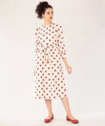 売約済美品agnès b. アニエスベーハートプリント　ワンピース　ロング　38 売約済美品agnès b. アニエスベーハートプリント ワンピース