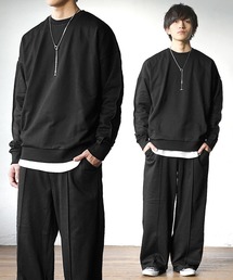 【MinoriTY】スウェットセットアップ トレーナー＋ワイドスウェットパンツ センタープレス メンズ 無地 秋服