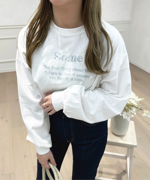 apres jour(アプレジュール)の「きらきら刺繍ロンT【ZOZOTOWN限定アイテム】(Tシャツ/カットソー・レディース・ホワイト/ライトピンク/ネイビー/オフホワイト・X-LARGE/フリー)」の16枚目の写真
