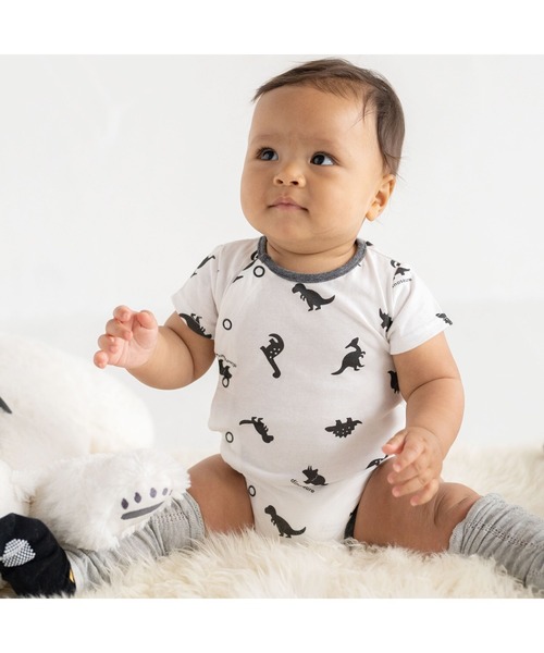 birthday party（バースデイパーティー）の「birthdayparty/【お揃い】天竺恐竜プリントボディミニ(70~80cm)（ロンパース・キッズ・ホワイト系その他/グリーン系その他・70/80）」の2枚目の写真