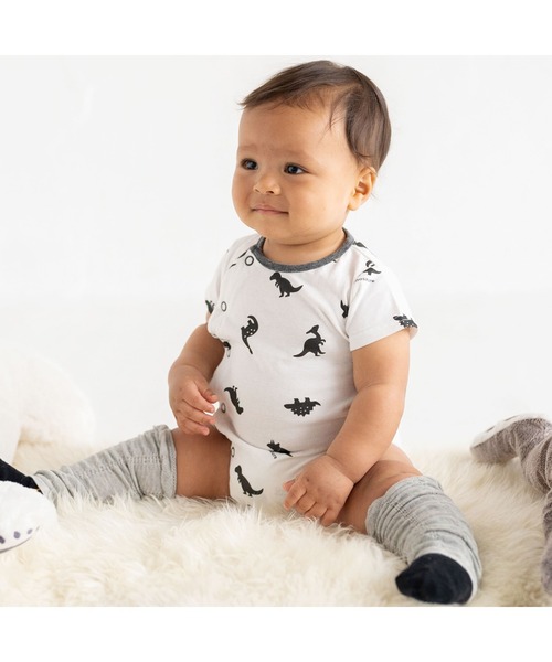 birthday party（バースデイパーティー）の「birthdayparty/【お揃い】天竺恐竜プリントボディミニ(70~80cm)（ロンパース・キッズ・ホワイト系その他/グリーン系その他・70/80）」の5枚目の写真