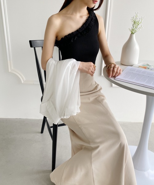 yuue' ( wear )（ユーイ）の「アシンメトリータンクトップ（タンクトップ・レディース・ブラック/ホワイト・FREE）」の6枚目の写真