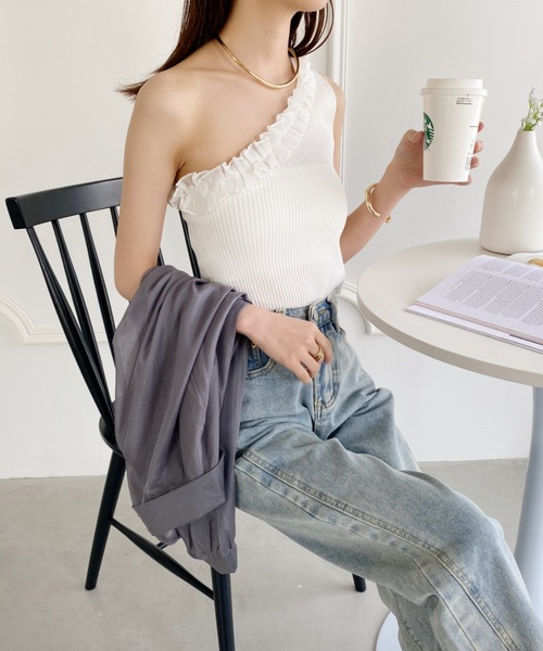 yuue' ( wear )（ユーイ）の「アシンメトリータンクトップ（タンクトップ・レディース・ブラック/ホワイト・FREE）」の10枚目の写真