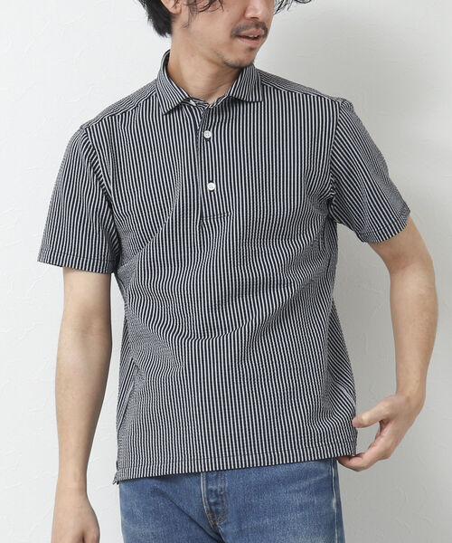 NOLLEY'S goodman（ノーリーズグッドマン）の「《ビジカジ対応》サッカーワンピースカラーポロシャツ（ポロシャツ・メンズ・ネイビー/ブルー系その他/ブラウン/ライトグレー/サックスブルー・S/M/L/XL）」の5枚目の写真