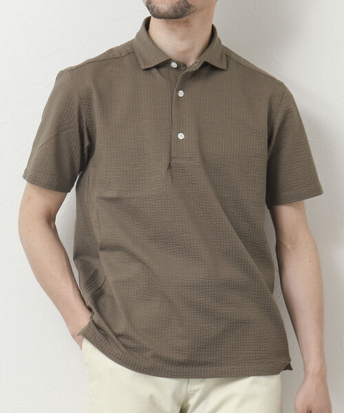 NOLLEY'S goodman（ノーリーズグッドマン）の「《ビジカジ対応》サッカーワンピースカラーポロシャツ（ポロシャツ・メンズ・ネイビー/ブルー系その他/ブラウン/ライトグレー/サックスブルー・S/M/L/XL）」の3枚目の写真