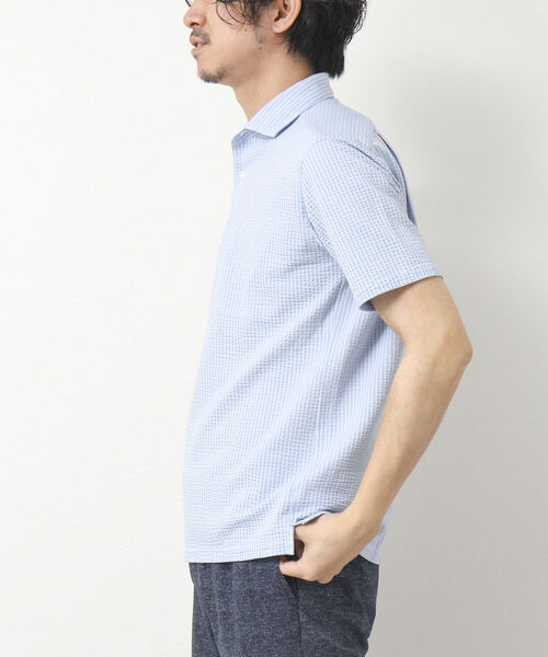 NOLLEY'S goodman（ノーリーズグッドマン）の「《ビジカジ対応》サッカーワンピースカラーポロシャツ（ポロシャツ・メンズ・ネイビー/ブルー系その他/ブラウン/ライトグレー/サックスブルー・S/M/L/XL）」の7枚目の写真