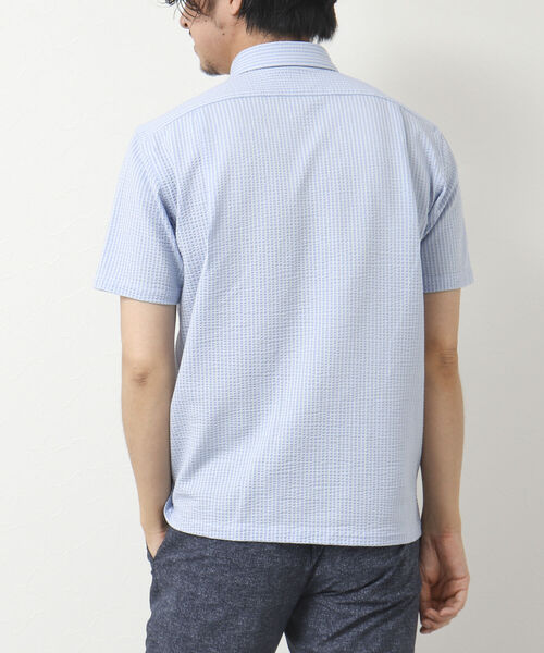 NOLLEY'S goodman（ノーリーズグッドマン）の「《ビジカジ対応》サッカーワンピースカラーポロシャツ（ポロシャツ・メンズ・ネイビー/ブルー系その他/ブラウン/ライトグレー/サックスブルー・S/M/L/XL）」の9枚目の写真