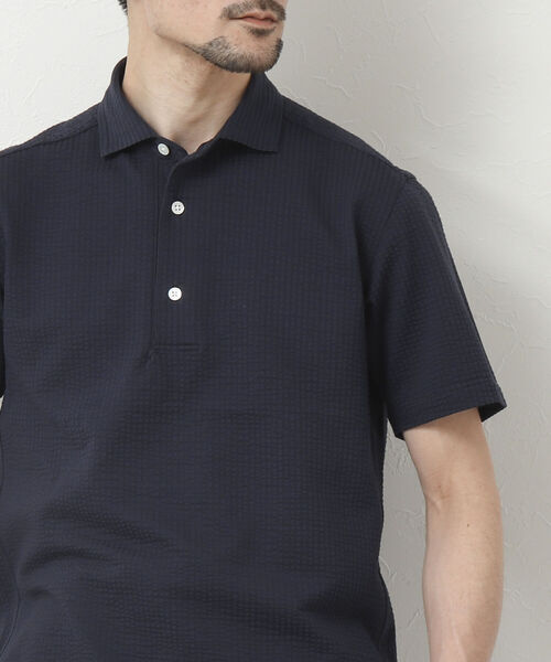 NOLLEY'S goodman（ノーリーズグッドマン）の「《ビジカジ対応》サッカーワンピースカラーポロシャツ（ポロシャツ・メンズ・ネイビー/ブルー系その他/ブラウン/ライトグレー/サックスブルー・S/M/L/XL）」の15枚目の写真