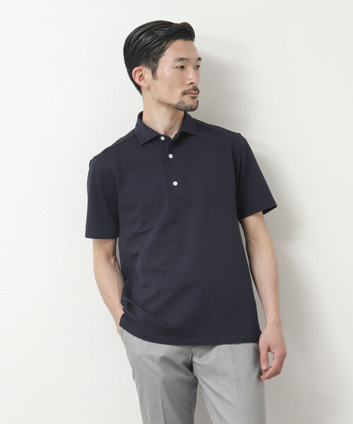 NOLLEY'S goodman（ノーリーズグッドマン）の「《ビジカジ対応》サッカーワンピースカラーポロシャツ（ポロシャツ・メンズ・ネイビー/ブルー系その他/ブラウン/ライトグレー/サックスブルー・S/M/L/XL）」の17枚目の写真