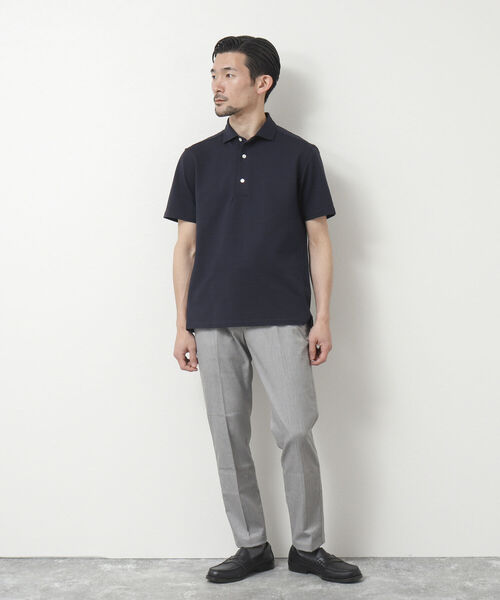 NOLLEY'S goodman（ノーリーズグッドマン）の「《ビジカジ対応》サッカーワンピースカラーポロシャツ（ポロシャツ・メンズ・ネイビー/ブルー系その他/ブラウン/ライトグレー/サックスブルー・S/M/L/XL）」の18枚目の写真