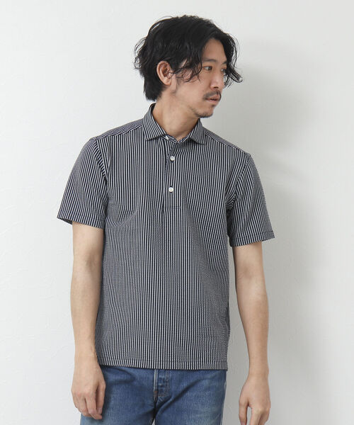 NOLLEY'S goodman（ノーリーズグッドマン）の「《ビジカジ対応》サッカーワンピースカラーポロシャツ（ポロシャツ・メンズ・ネイビー/ブルー系その他/ブラウン/ライトグレー/サックスブルー・S/M/L/XL）」の21枚目の写真