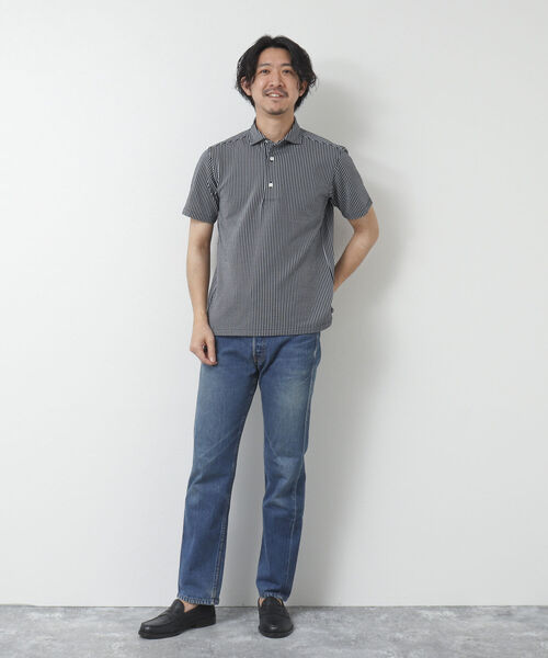 NOLLEY'S goodman（ノーリーズグッドマン）の「《ビジカジ対応》サッカーワンピースカラーポロシャツ（ポロシャツ・メンズ・ネイビー/ブルー系その他/ブラウン/ライトグレー/サックスブルー・S/M/L/XL）」の22枚目の写真