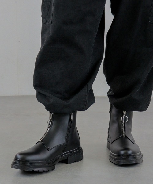 LOVEHUNTER(ラブハンター)の「+4.5cm ハイソール フロントジップブーツ(ブーツ・メンズ・ブラック・44/40/41/42/43)」の2枚目の写真