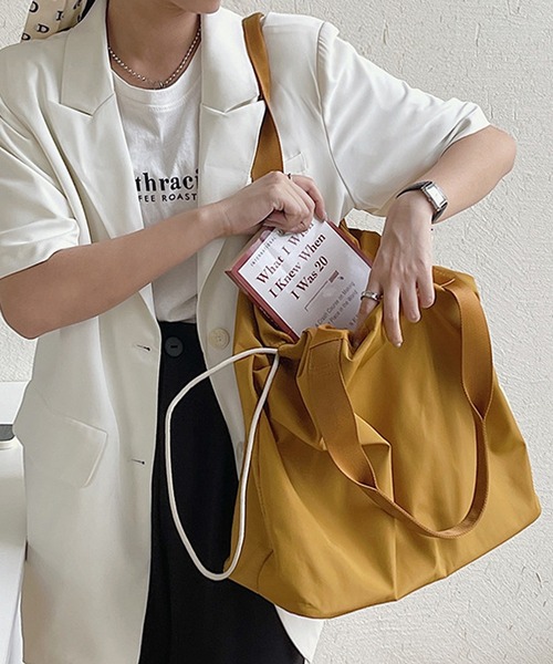 fd style(エフディ スタイル)の「Drawstring 超軽量ショルダーバッグ(ショルダーバッグ・レディース・Black/DK.Grn/Mustard/Beige・FREE)」の20枚目の写真