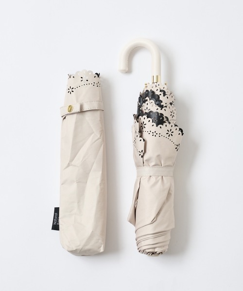 COLONY 2139（コロニートゥーワンスリーナイン）の「UVプチフラワーヒートカット折りたたみ傘（折りたたみ傘・レディース・ベージュ/ブラック・FREE）」の7枚目の写真