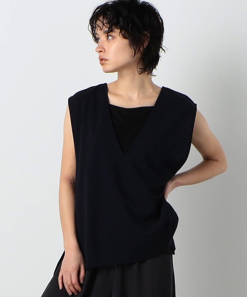 COMME CA ISM（コムサイズム）の「【セットアイテム】Vネックベスト×タンクトップ（ベスト・レディース・ネイビー/ライトグレー/アイボリー・MEDIUM/LARGE）」の3枚目の写真