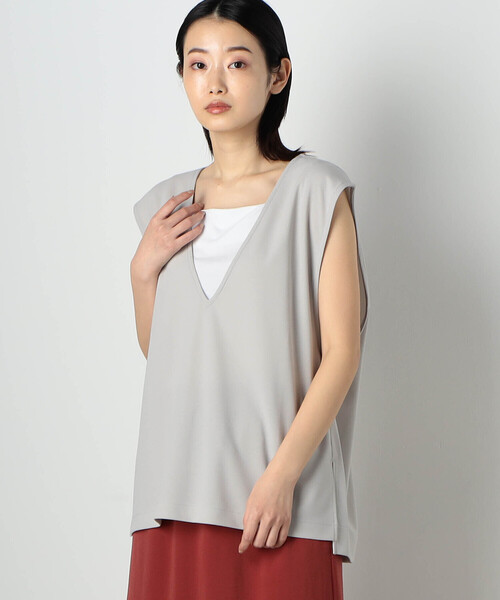 COMME CA ISM（コムサイズム）の「【セットアイテム】Vネックベスト×タンクトップ（ベスト・レディース・ネイビー/ライトグレー/アイボリー・MEDIUM/LARGE）」の4枚目の写真