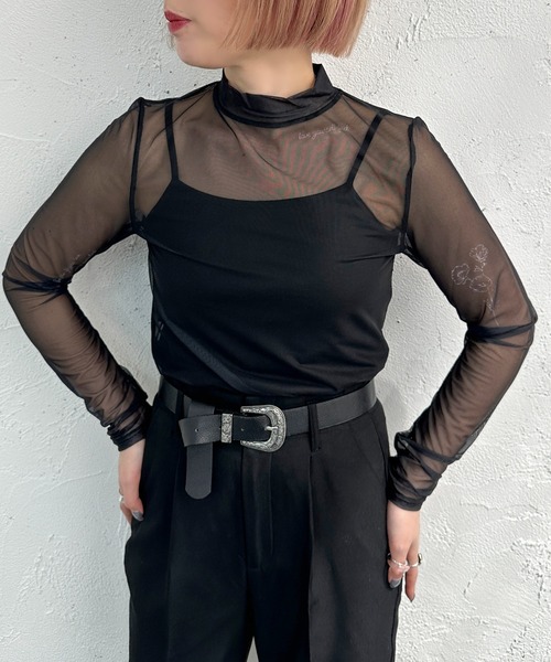 apres jour mignon（アプレジュールミニョン）の「フラワータトゥートップス【ZOZOTOWN限定アイテム】（Tシャツ/カットソー・レディース・ブラック/グレー・フリー）」の16枚目の写真