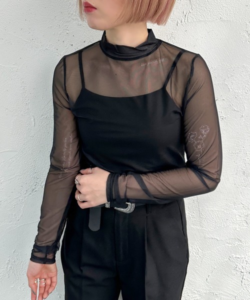 apres jour mignon（アプレジュールミニョン）の「フラワータトゥートップス【ZOZOTOWN限定アイテム】（Tシャツ/カットソー・レディース・ブラック/グレー・フリー）」の12枚目の写真