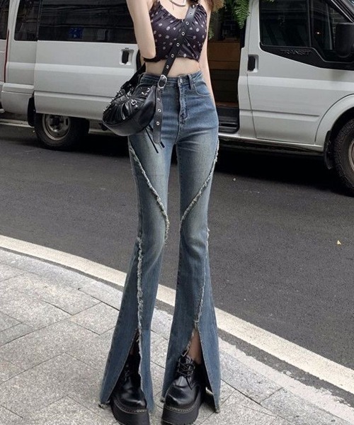 gossip！ロサンゼルス（ゴシップロサンゼルス）の「【サイズあり】ヴィンテージ ハイウェスト ストレッチ フリンジ フレア デニムパンツ（デニムパンツ・レディース・ライトブルー/ブラック/ダークブルー/ブルー/ブラック系その他/ブラウン・SMALL/MEDIUM/M/L/XL）」の18枚目の写真