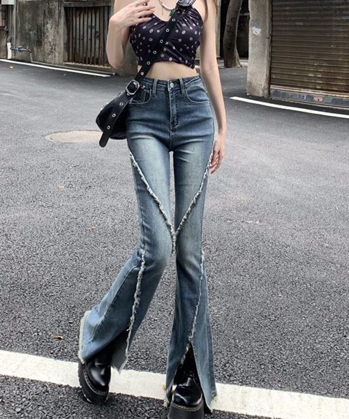 gossip！ロサンゼルス（ゴシップロサンゼルス）の「【サイズあり】ヴィンテージ ハイウェスト ストレッチ フリンジ フレア デニムパンツ（デニムパンツ・レディース・ライトブルー/ブラック/ダークブルー/ブルー/ブラック系その他/ブラウン・SMALL/MEDIUM/M/L/XL）」の19枚目の写真