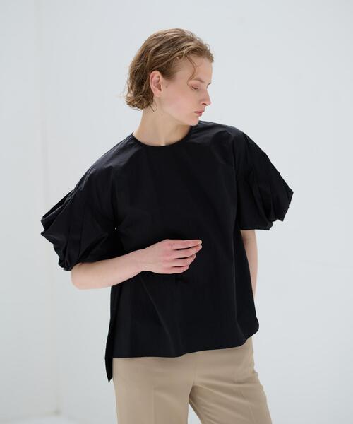LANVIN en Bleu（ランバンオンブルー）の「速乾ナイロンドロップタックショルダーブラウス（シャツ/ブラウス・レディース・カーキ/ブラック/ベージュ・38）」の6枚目の写真