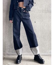 GYDA | H/W GYDIESセルビッチワイドデニムパンツ(デニムパンツ)