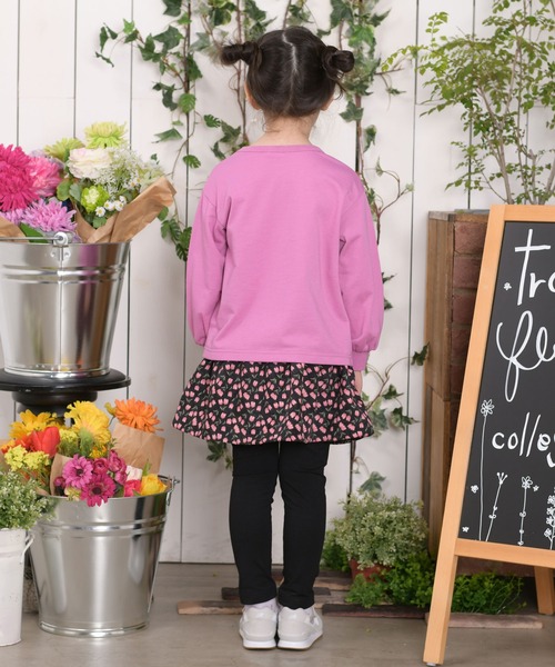 trois lapins kp（トロワラパンケーピー）の「お花刺しゅう ミニ裏毛トレーナー(100~150cm)（スウェット・キッズ・ピンク/ナチュラル・130cm/110cm/120cm/140cm/100cm/150cm）」の4枚目の写真