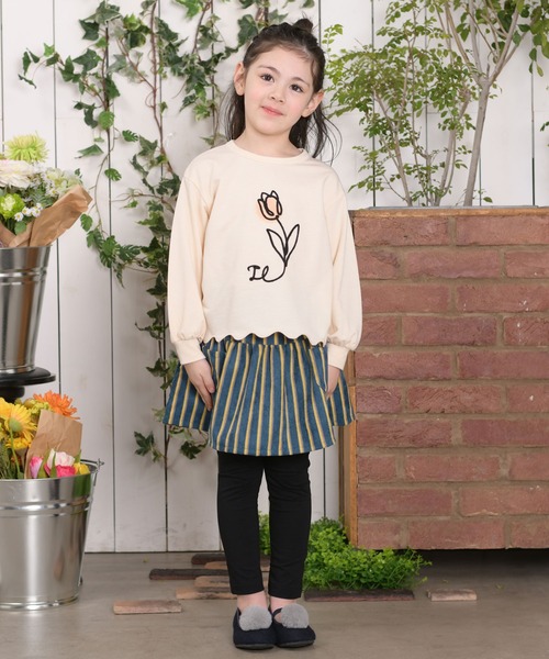 trois lapins kp（トロワラパンケーピー）の「お花刺しゅう ミニ裏毛トレーナー(100~150cm)（スウェット・キッズ・ピンク/ナチュラル・130cm/110cm/120cm/140cm/100cm/150cm）」の6枚目の写真