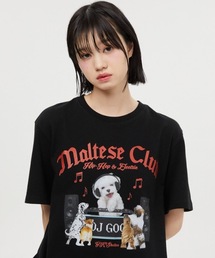 【WaiKei 】マルチーズ DJ クラブ ハーフ スリーブ Tシャツ / Maltese DJ club half sleeve tshirts