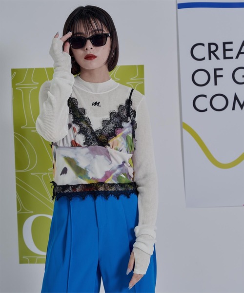 miette（ミエット）の「プリントチュールキャミソールビスチェ（キャミソール・レディース・マルチ/ネイビー/ブラック・FREE）」の12枚目の写真