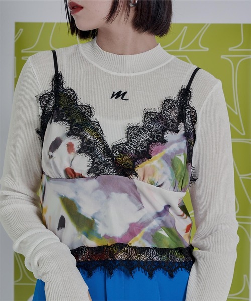 miette（ミエット）の「プリントチュールキャミソールビスチェ（キャミソール・レディース・マルチ/ネイビー/ブラック・FREE）」の4枚目の写真