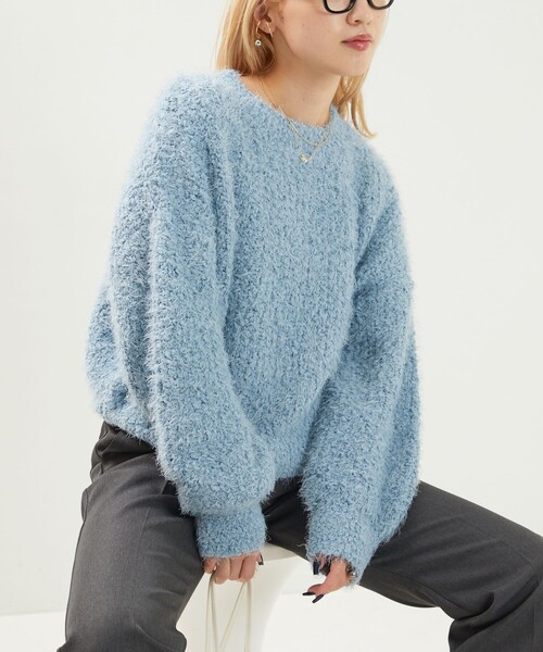 FREAK'S STORE（フリークスストア）の「限定展開　フェザーヤーン ニットプルオーバー（ニット/セーター・レディース・ブルー/ブラック/ナチュラル/グリーン・ﾌﾘ-）」の12枚目の写真