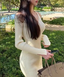 【Jasmine】アンサンブル風ニットロングワンピース