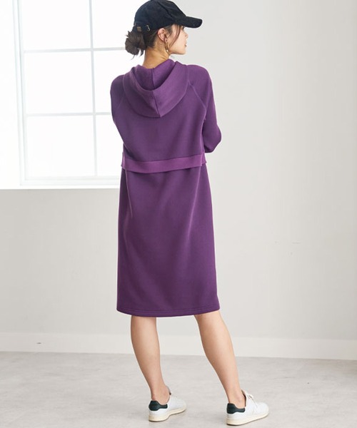 BELLUNA PLUS(ベルーナ)の「リブ使いパーカーワンピース(ワンピース・レディース・チャコール/モカ/パープル・LARGE/MEDIUM/X-LARGE)」の12枚目の写真