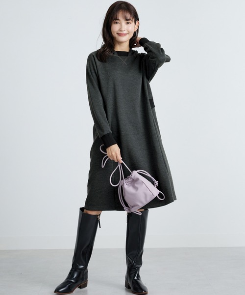 BELLUNA PLUS(ベルーナ)の「リブ使いパーカーワンピース(ワンピース・レディース・チャコール/モカ/パープル・LARGE/MEDIUM/X-LARGE)」の18枚目の写真