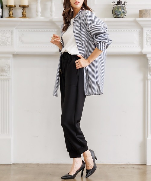 mili an deni（ミリアンデニ）の「スクーバ素材ジョガーパンツ（スラックス・レディース・モカ/ネイビー/ブラウン/ブラック/アイボリー・L/M）」の6枚目の写真