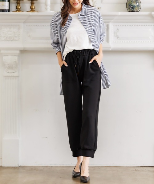 mili an deni（ミリアンデニ）の「スクーバ素材ジョガーパンツ（スラックス・レディース・モカ/ネイビー/ブラウン/ブラック/アイボリー・L/M）」の7枚目の写真