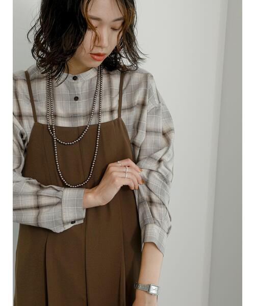 Samansa Mos2 blue（サマンサモスモスブルー）の「オンブレチェックシャツ（シャツ/ブラウス・レディース・ネイビー/ブラック/オフホワイト・F）」の8枚目の写真