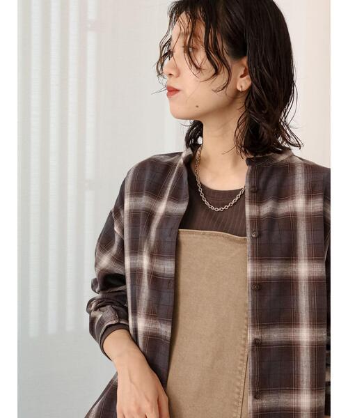 Samansa Mos2 blue（サマンサモスモスブルー）の「オンブレチェックシャツ（シャツ/ブラウス・レディース・ネイビー/ブラック/オフホワイト・F）」の11枚目の写真