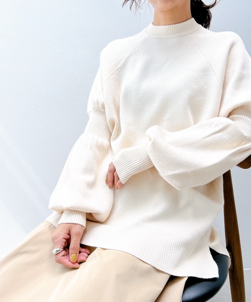 【新品タグ付き】Sov. バルーンスリーブニットトップス 白 2024年モデル 新品タグ付き】Sov. バルーンスリーブニットトップス 白 2024年モデル