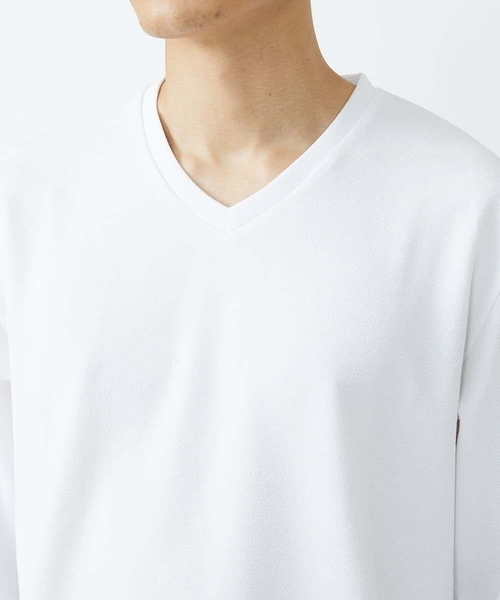 MK MICHEL KLEIN HOMME (エムケーミッシェルクランオム)の「ナシジ Vネックロングスリーブ(Tシャツ/カットソー・メンズ・ブラック/ホワイト・48/46)」の7枚目の写真