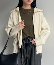 Thevon | 襟付きダブルジップカーディガン(カーディガン/ボレロ)