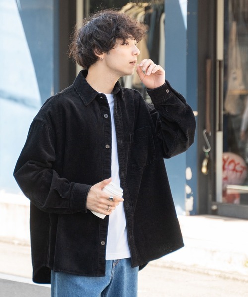 WEGO（ウィゴー）の「WEGO/コーデュロイルーズシャツ（シャツ/ブラウス・メンズ・アイボリー/ブラック・MEDIUM/LARGE）」の9枚目の写真