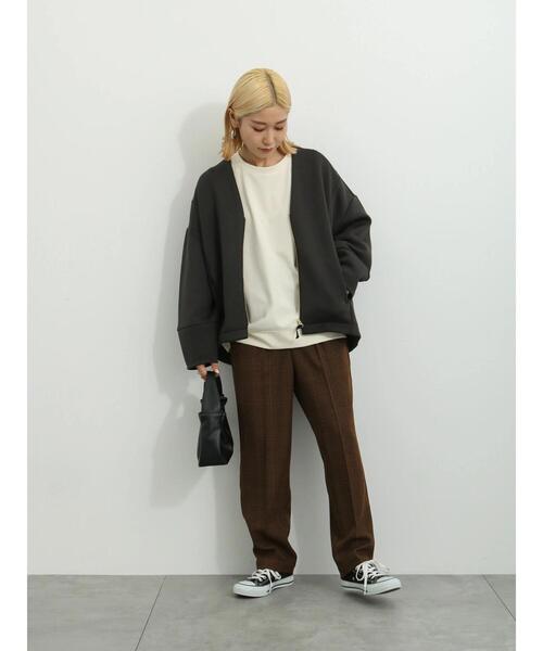 Samansa Mos2 blue（サマンサモスモスブルー）の「チェックタックテーパードパンツ（その他パンツ・レディース・ブラウン/グレー/キナリ・F）」の21枚目の写真