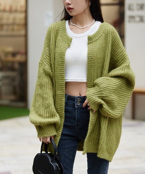 MAISON DE THERESE(メゾン ド テレーズ)の「ミックスボリュームニットカーディガン(カーディガン/ボレロ・レディース・ピンク/グレー/ブラック/グリーン・FREE)」の22枚目の写真