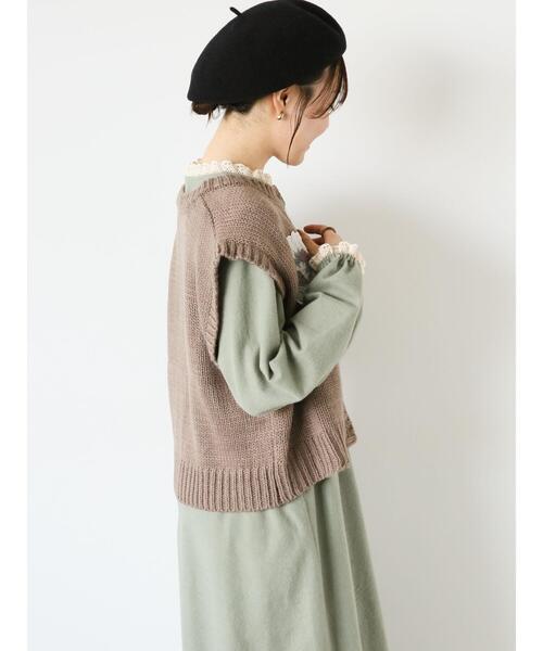 ehka sopo（エヘカソポ）の「【Maison SAJOU】アップリケニットベスト（ベスト・レディース・サックスブルー/キナリ/モカ・F）」の9枚目の写真