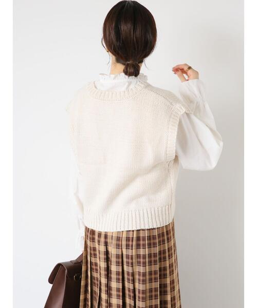 ehka sopo（エヘカソポ）の「【Maison SAJOU】アップリケニットベスト（ベスト・レディース・サックスブルー/キナリ/モカ・F）」の13枚目の写真