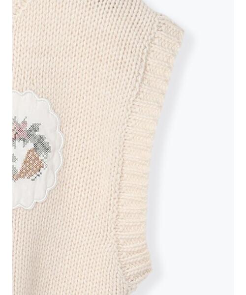 ehka sopo（エヘカソポ）の「【Maison SAJOU】アップリケニットベスト（ベスト・レディース・サックスブルー/キナリ/モカ・F）」の19枚目の写真