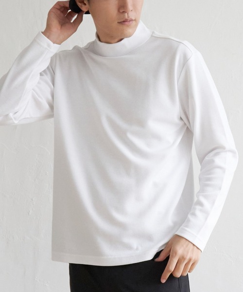 IKKA LOUNGE(イッカラウンジ)の「ポンチモックネックロンT(Tシャツ/カットソー・メンズ・グレー/ホワイト/ブラック・M/L/XL/S)」の1枚目の写真